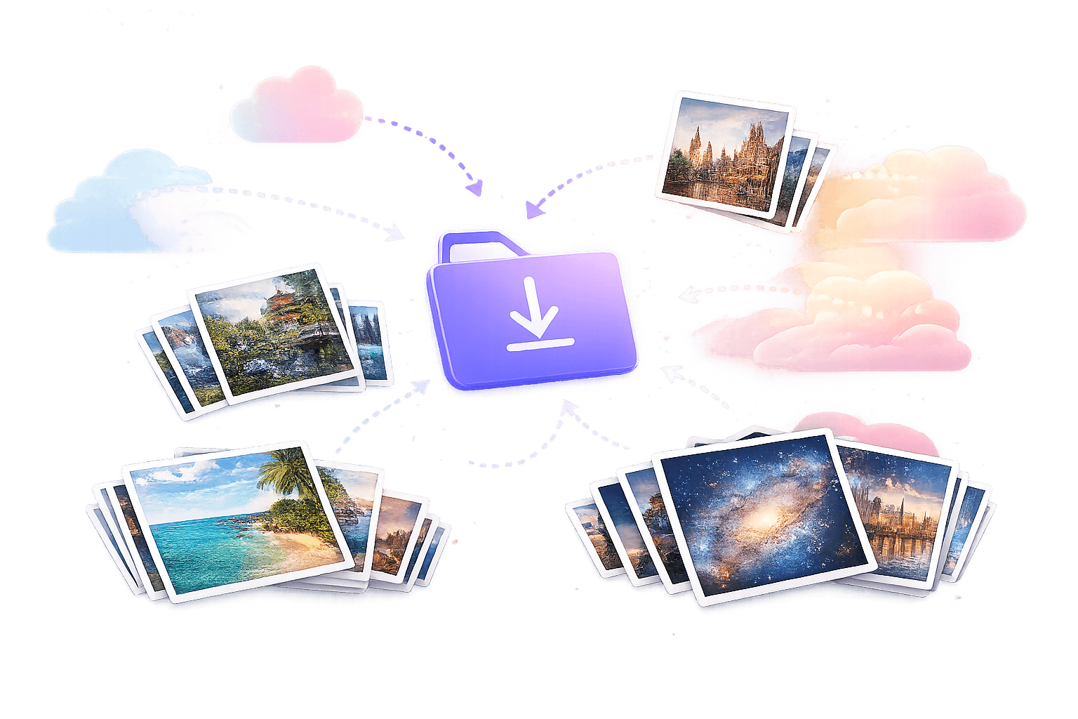 IMGLoader app interface showing bulk download and transfer features